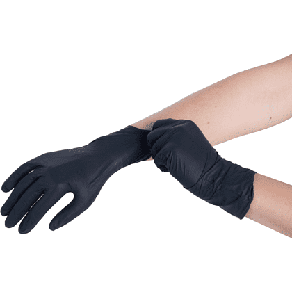 Перчатки нитриловые неопудренные одноразовые BVB, р-р S, 100 шт/упак, черный - 2
