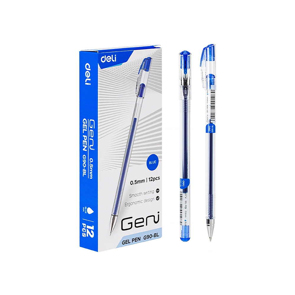 Ручка гелевая Deli "Geni", 0,5 мм, прозрачный, стерж. синий - 2