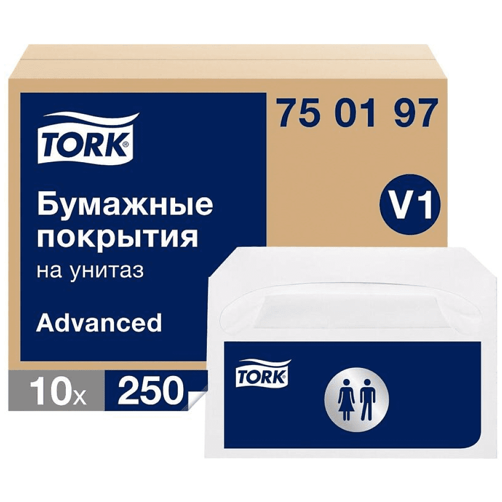 Покрытия бумажные индивидуальные "Tork  Advanced" на унитаз V1, 250 шт/упак (750197-00) - 2