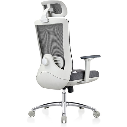 Кресло для руководителя EVOLUTION "ERGO PRIME", ткань, сетка, алюминий, серый - 4