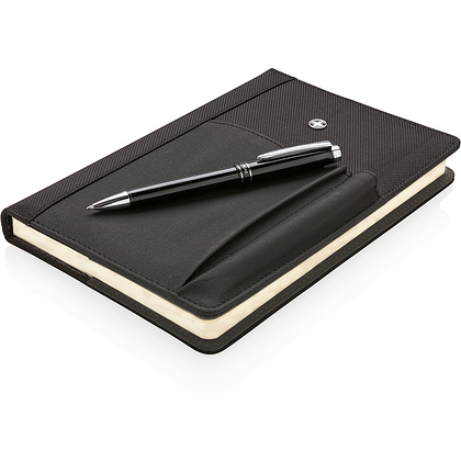 Набор "Swiss Peak": ручка шариковая автоматическая и блокнот, черный, серебристый - 3