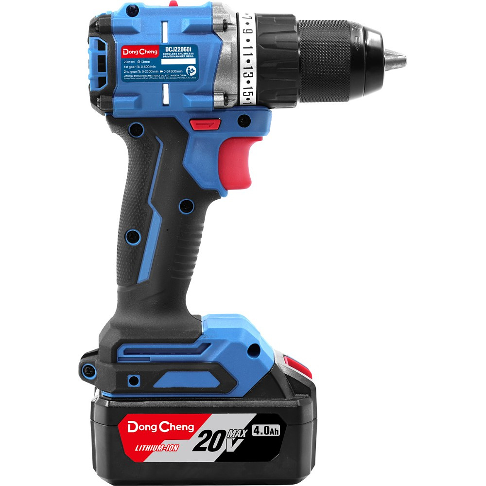 Набор аккумуляторного электроинструмента DongCheng DCKIT28 (TYPE EK), 20 В, 2 АКБ, 4 Ач, З/У 4 А (дрель-шуруповерт DCJZ2060i + гайковерт DCPB358) - 4