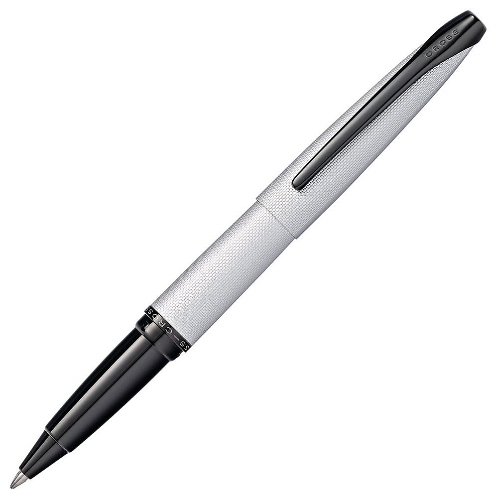 Ручка-роллер "Cross ATX Brushed Chrome", 0.7 мм, серебристый, черный, стерж. черный