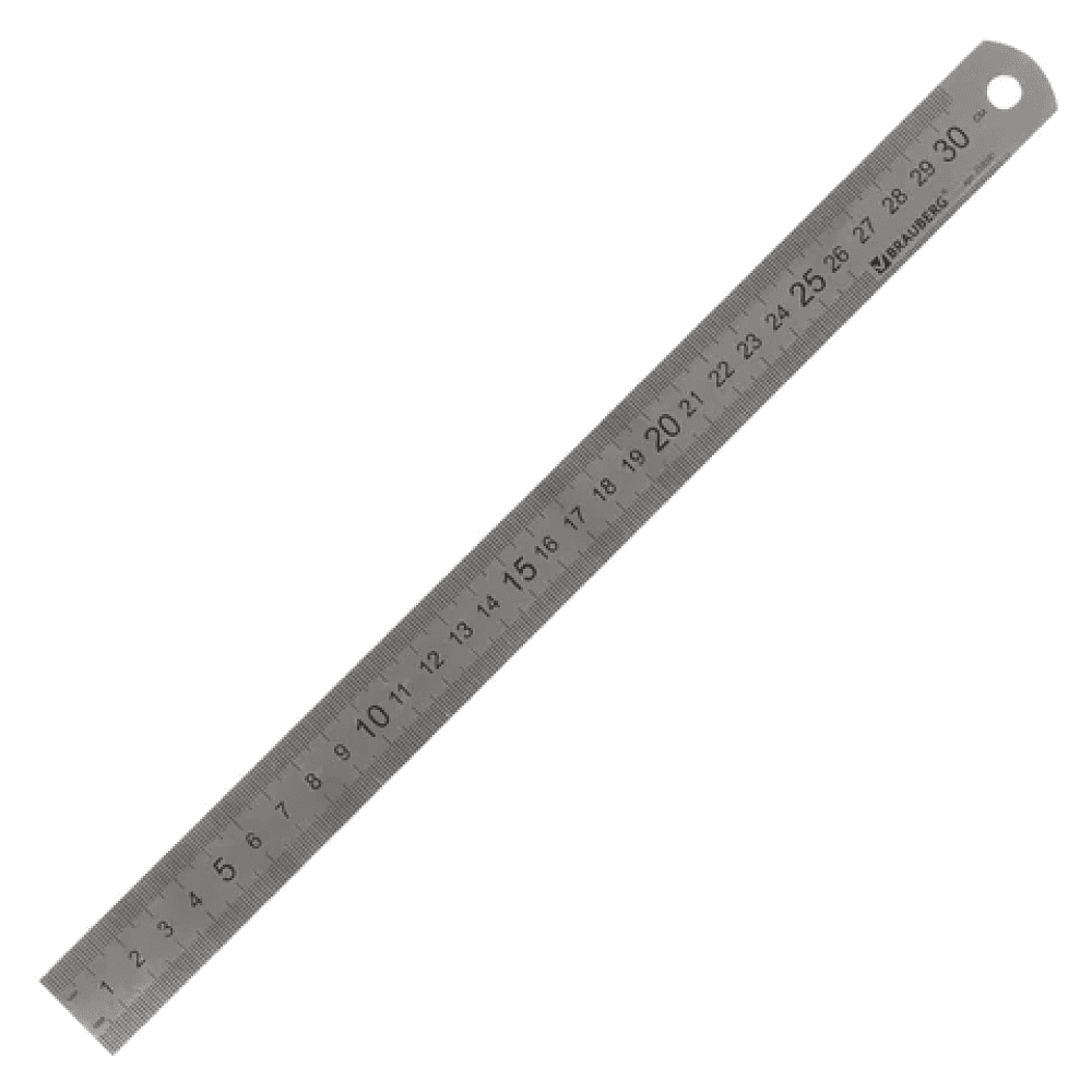 Линейка "Brauberg", 30 см, металлическая, блистер - 2