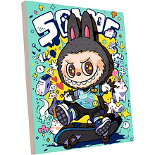 Картина по номерам "Лабубу скейтер бирюзовый"