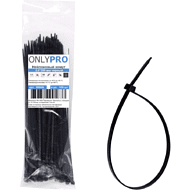 Хомут нейлоновый OnlyPro, 7.6х400 мм, черный, 100 шт 