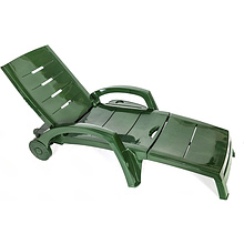 Шезлонг складной на колесах, пластик, темно-зелёный