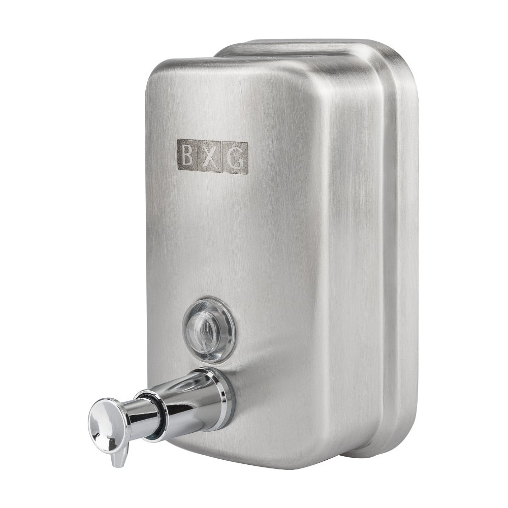 Диспенсер для жидкого мыла BXG "SD Н1-500М", 0.5 л, ручной, металл, серебристый, матовый