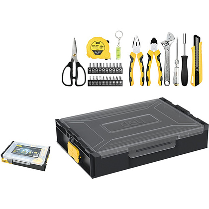 Набор ручного инструмента "Deli", 29 предметов, чемодан, черный, желтый - 2