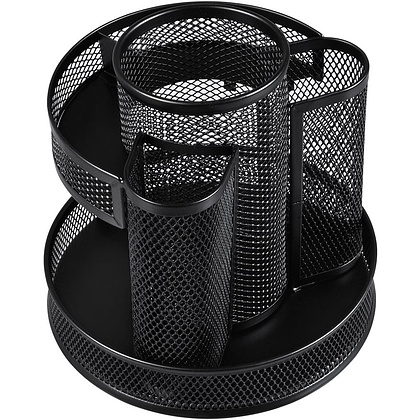 Подставка для канцелярских мелочей "Круглая", 165x165x160 мм, черный