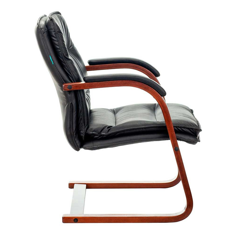 Стул для посетителей Бюрократ "T-9927WALNUT-AV", кожа, дерево, черный - 3