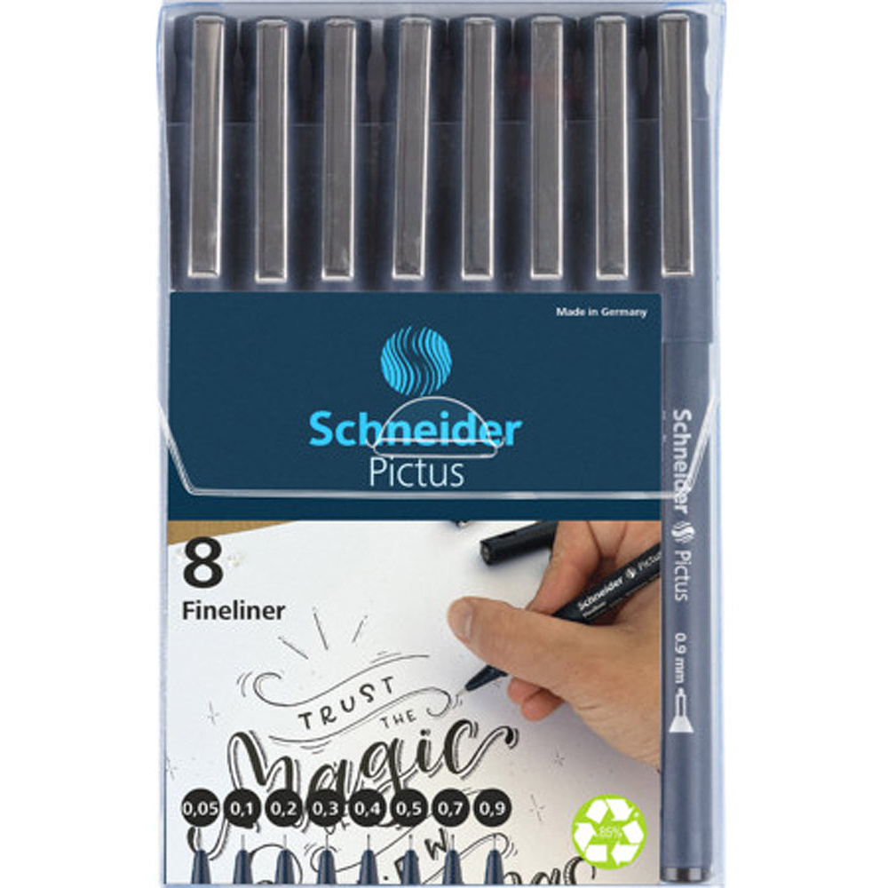 Набор ручек капиллярных "Schneider Fineliner Pictus", 8 шт