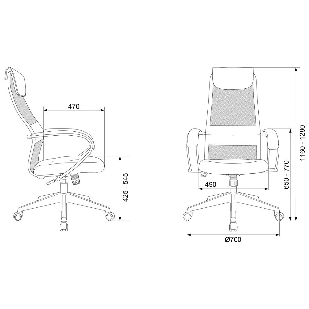 Кресло для руководителя Бюрократ "CH-607 TW-04", Neo Black, сетчатая ткань, темно-серый - 11