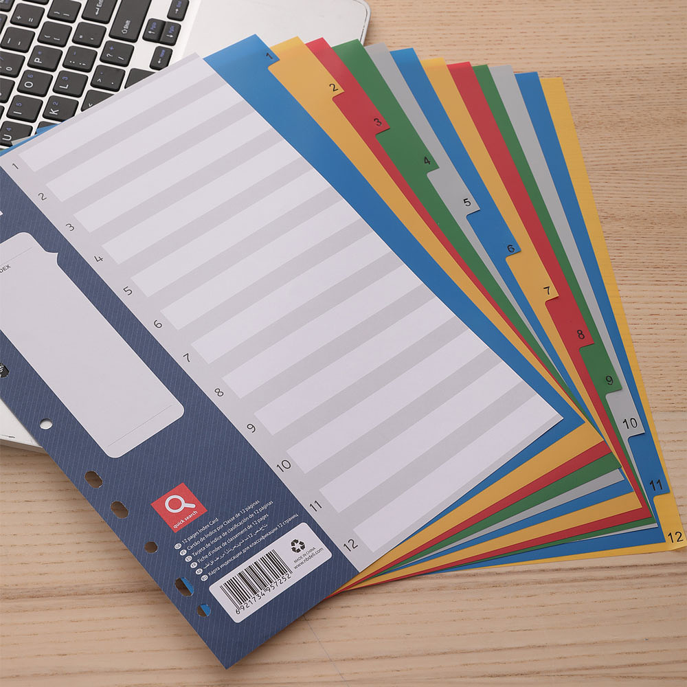 Разделитель "Deli", A4, 12 делений, ассорти - 3