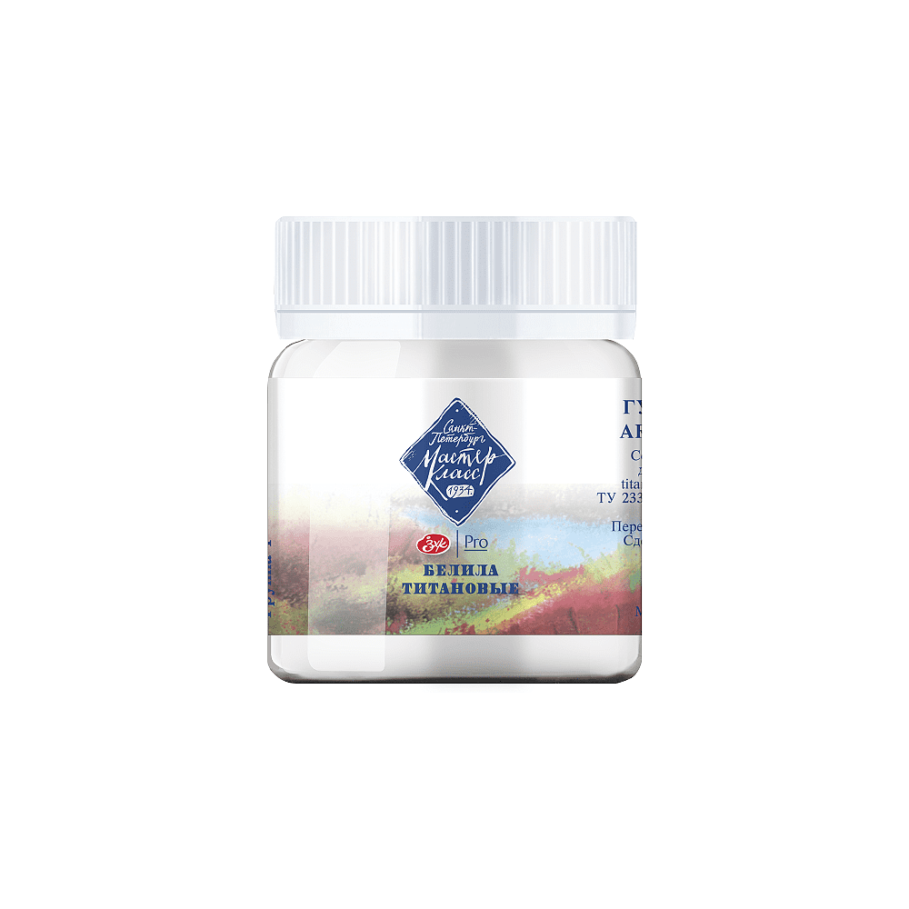 Краски гуашевые "Мастер-класс", 101 белила титановые, 40 мл, банка
