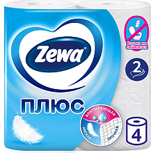 Бумага туалетная "Zewa Plus", 2 слоя, 4 рулона