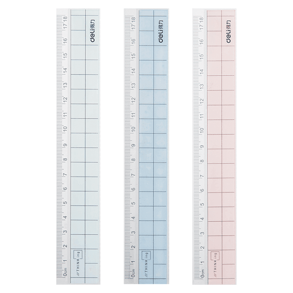 Линейка "Deli 6235", 18 см, прозрачный, ассорти