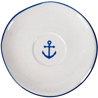 Набор посуды чайник и чашка с блюдцем "Seawave", белый, синий - 13