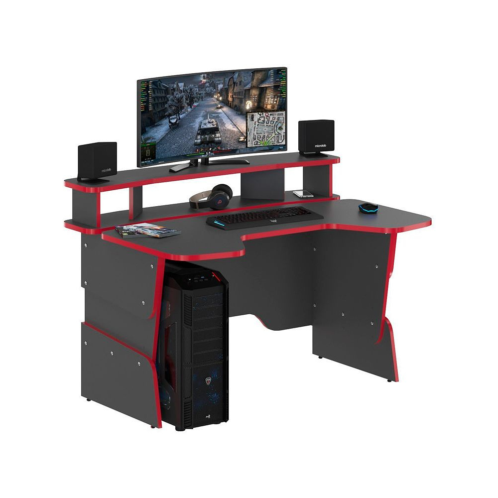 Стол компьютерный игровой "Skill STG 1390", антрацит, красный - 3