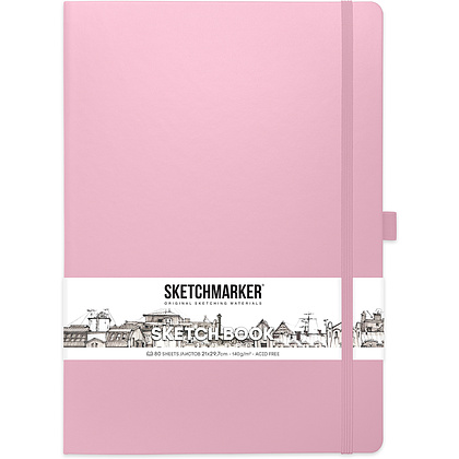 Скетчбук "Sketchmarker", 21x30 см, 140 г/м2, 80 листов, розовый
