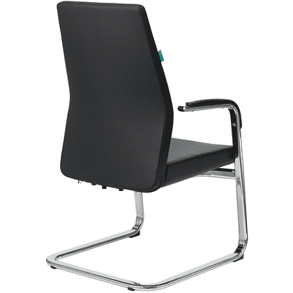 Кресло на полозьях Бюрократ "_JONS-LOW-V", натуральная кожа, черный, металл хром - 4