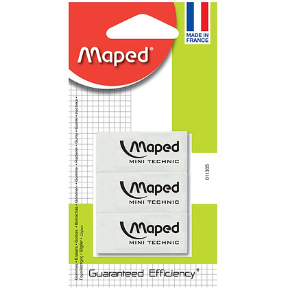 Ластик Maped "Technic 300", 3 шт, белый, блистер