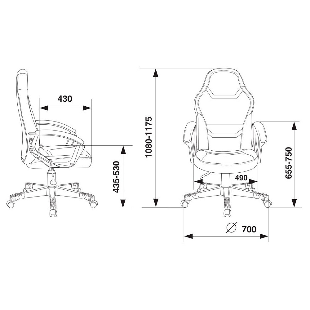 Кресло игровое Бюрократ "Zombie 10", ткань, экокожа, пластик, черный, синий - 8