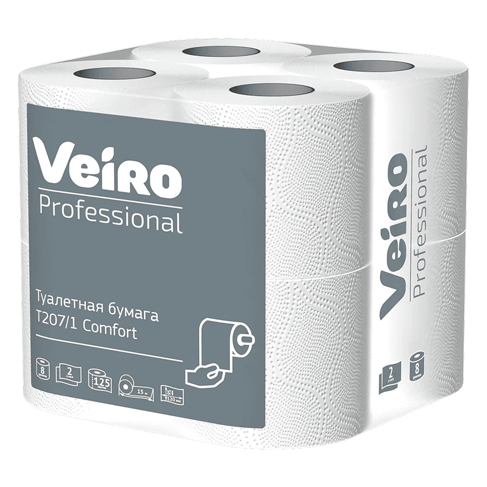 Бумага туалетная "Professional Comfort", 2 слоя, 8 рулонов - 3