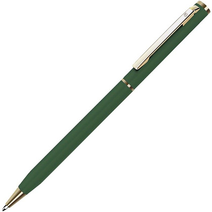 Ручка шариковая автоматическая "Slim", 0.7 мм, зеленый, золотистый, стерж. синий