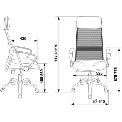 Кресло для руководителя Бюрократ "KB-6N/SL/B", сетчатая ткань, хром, черный - 5
