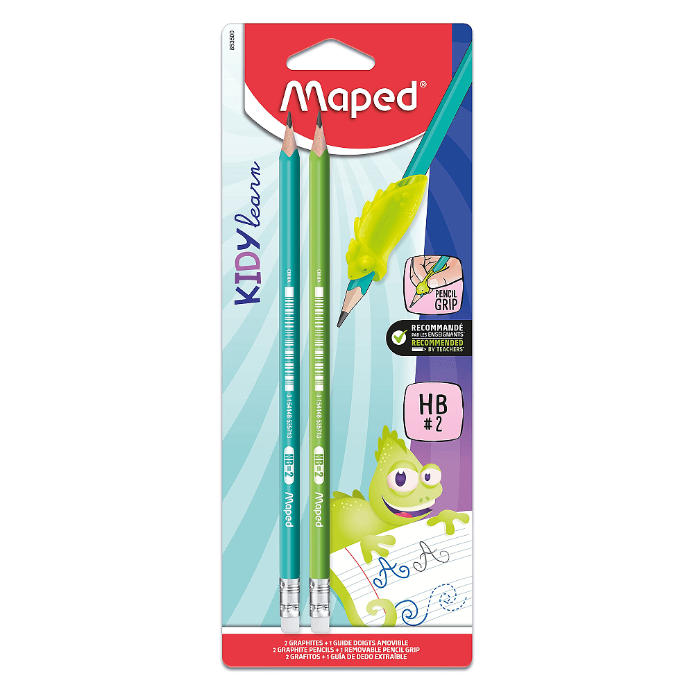 Карандаш простой "Kidy Learn", HB, 2 штуки, с ластиком, блистер, ассорти - 4