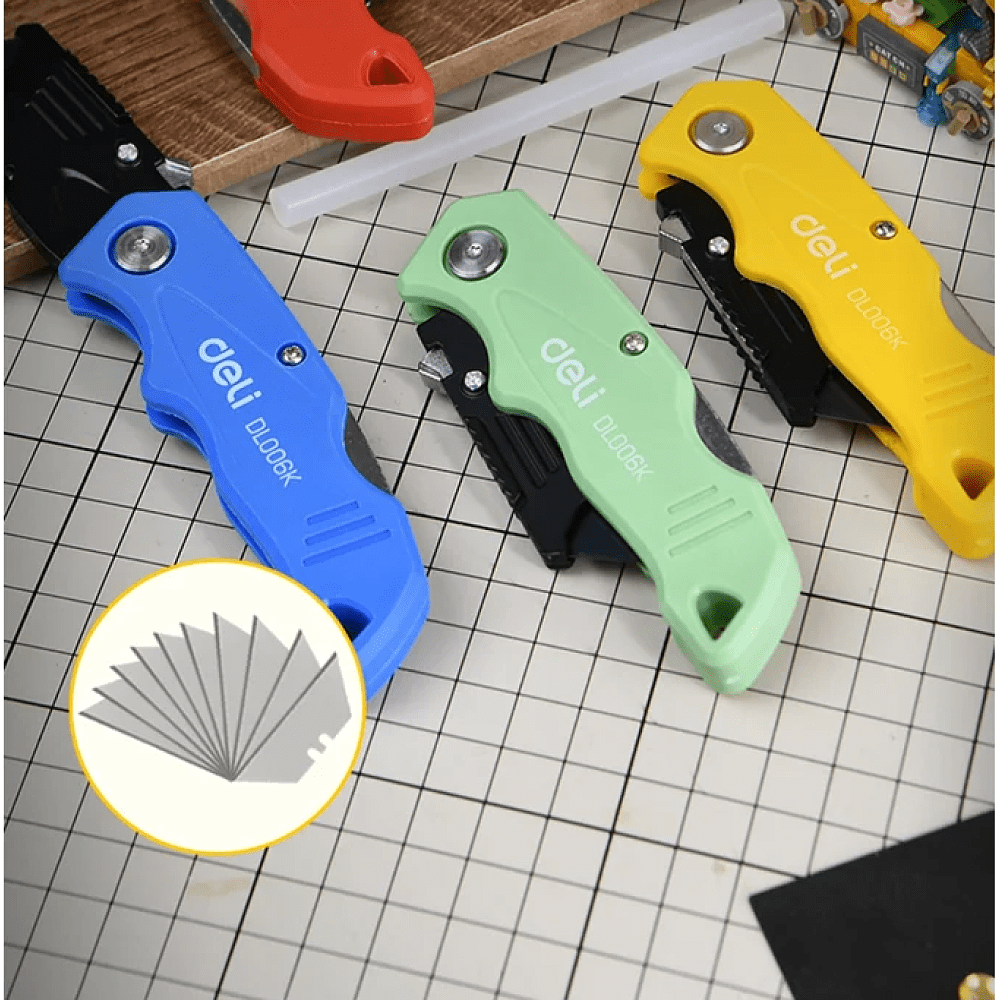 Нож строительный складной Deli YS EDL006K-4, 19 мм, трапеция, 4 шт. - 4