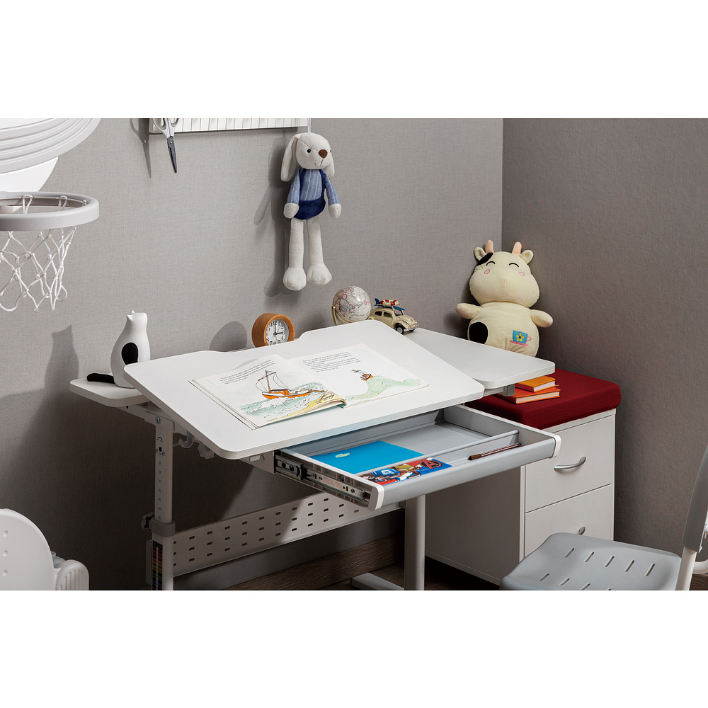 Комплект Ergosmart ученический Smart 100: парта E603 GREY, полка к парте E611 WHITE, накладка  на стол Е511 - 12
