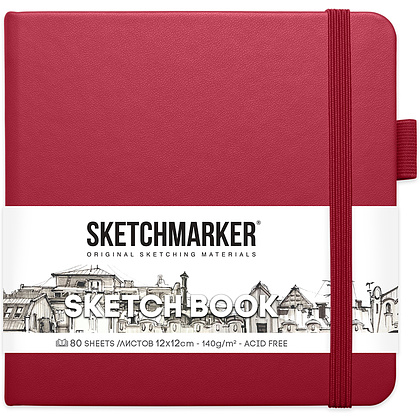 Скетчбук "Sketchmarker", 12x12 см, 140 г/м2, 80 листов, фуксия
