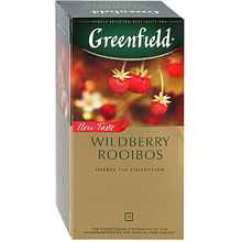 Чай "Greenfield" Wildberry Rooibos, 25 пакетиков x1.5 г, черный, с кусочками земляники и клюквы