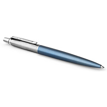 Ручка шариковая автоматическая "Parker Jotter Waterloo Blue CT", 0.7 мм, голубой, серебристый, стерж. синий