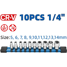 Набор торцевых головок 1/4" "DongCheng D034401", 10 шт