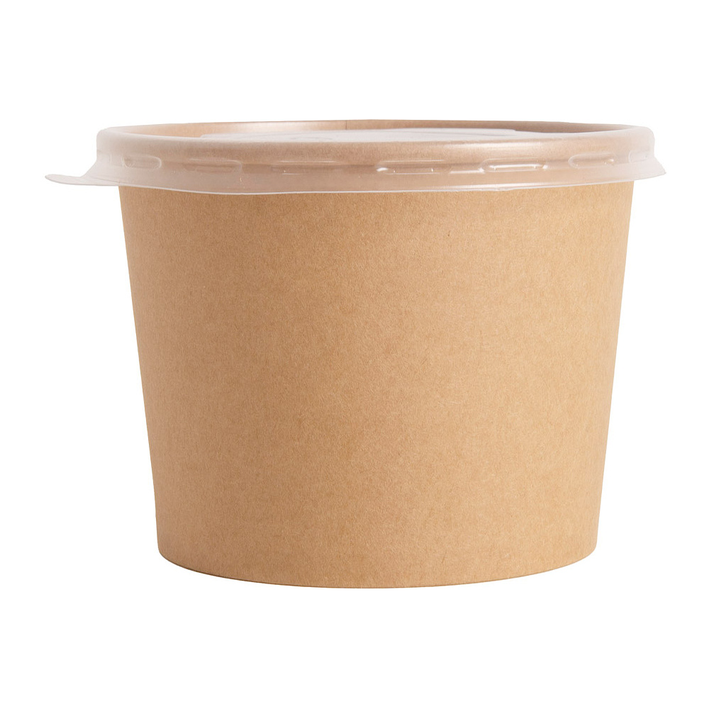 Контейнер бумажный для супа с крышкой, 520 мл, 50 шт/упак, крафт - 4