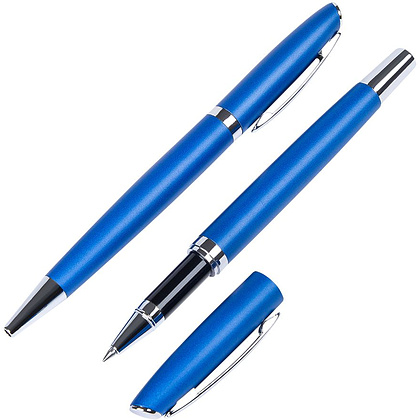 Набор ручек"Alphabet": ручка шариковая автоматическая и роллер, синий - 2