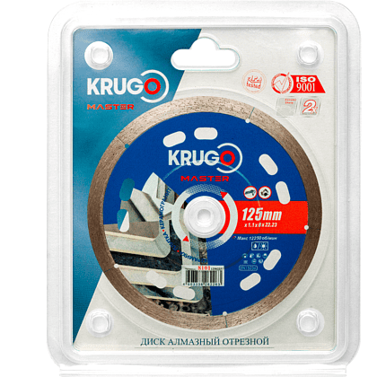 Круг алмазный по керамике Krugo Master, 125х22.23 мм, сплошной - 2