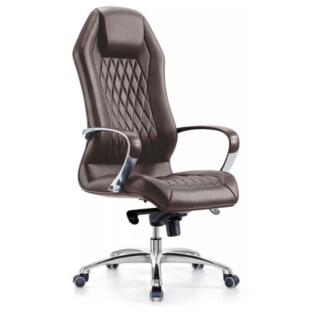 Кресло для руководителя "Бюрократ AURA", кожа, металл, коричневый