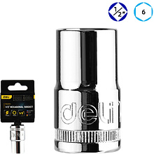 Головка торцевая шестигранная Deli YS EDQ4014 1/2", 14 мм, серебристый