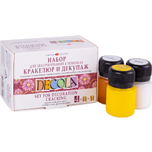 Краска акриловая "Декола", набор 4 цвета, 20 мл, банки, кракелюрный лак и клей для декупажа