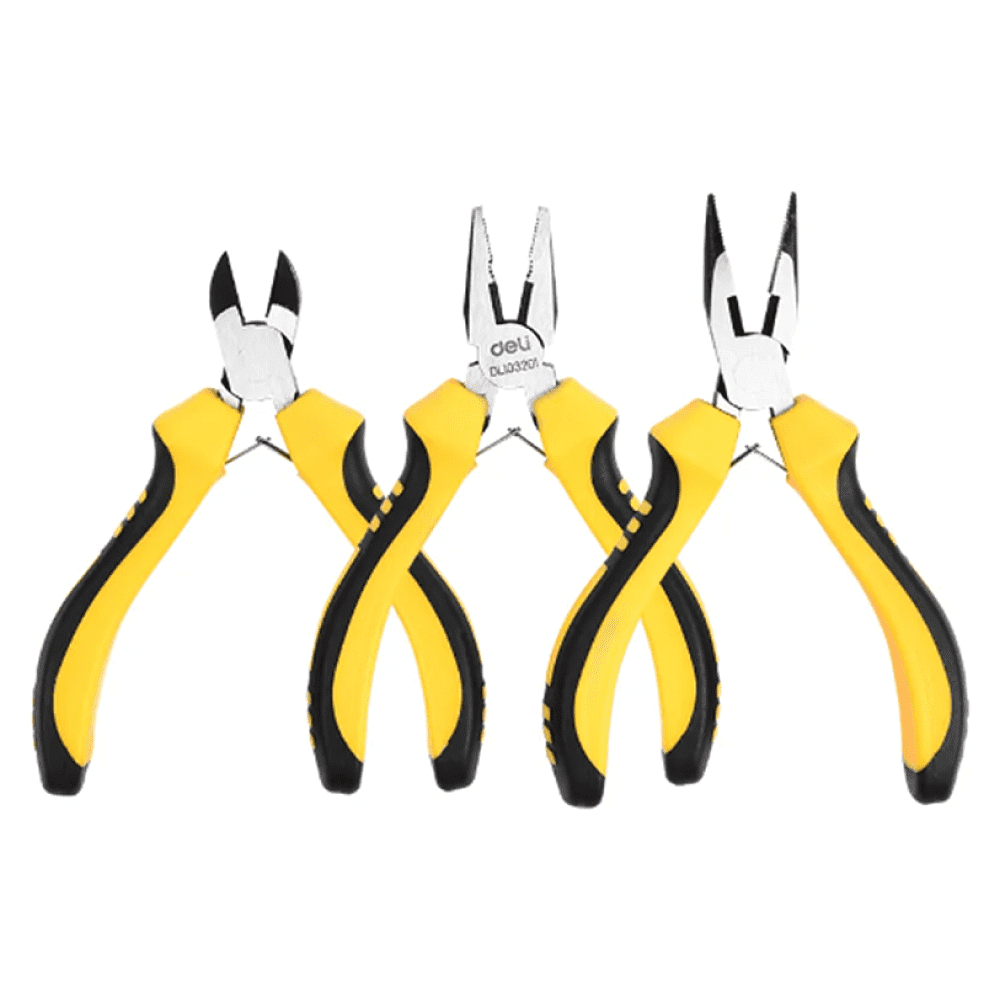 Набор плоскогубцы Deli "EDL103201-3", мини, 3 шт, желтый, черный