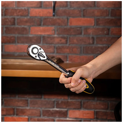 Ключ трещоточный Deli YS EDL2521 1/2", 45Т, 254 мм, с храповым механизмом, черный, желтый - 5