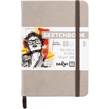 Скетчбук "Darwi", 10.5х14.8 см, 140 г/м2, 80 листов, бежевый