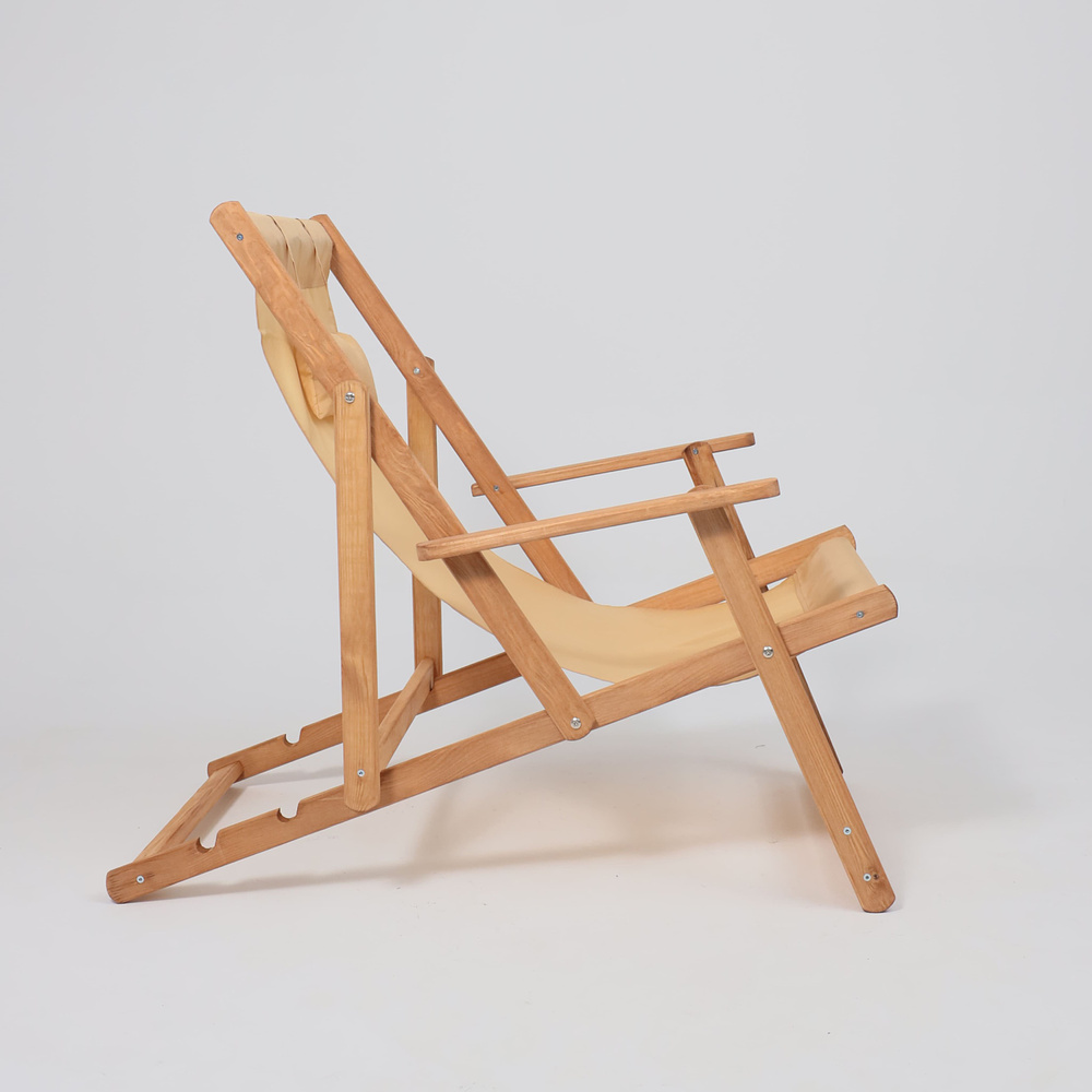 Кресло-шезлонг DYATEL с подлокотниками, ткань, бежевый, массив сосны - 11