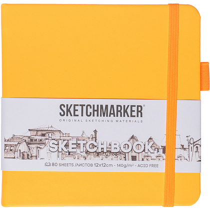 Скетчбук "Sketchmarker", 12x12 см, 140 г/м2, 80 листов, оранжевый неон