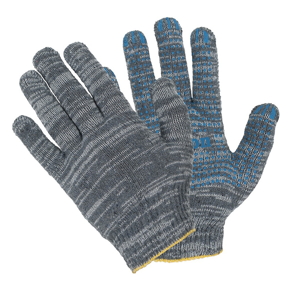 Перчатки трикотажные х/б, с ПВХ покрытием Точка из 6-и нитей, 7,5 кл. вязки, серый