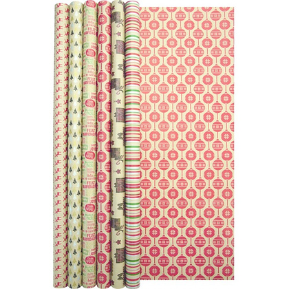 Бумага декоративная в рулоне "Kraft Christmas assortment", 60 г/м2, 2x0.7 м, ассорти - 5